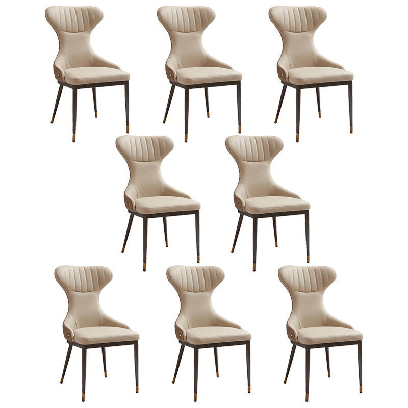 リビングルーム用のモダンなシンプルなサイドチェアフェイクレザーアームレスダイニングチェア