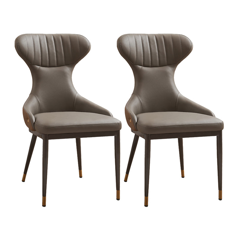 リビングルーム用のモダンなシンプルなサイドチェアフェイクレザーアームレスダイニングチェア