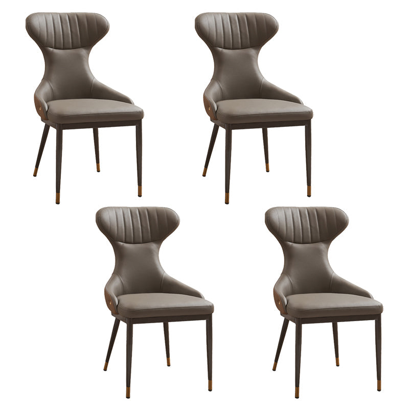 リビングルーム用のモダンなシンプルなサイドチェアフェイクレザーアームレスダイニングチェア