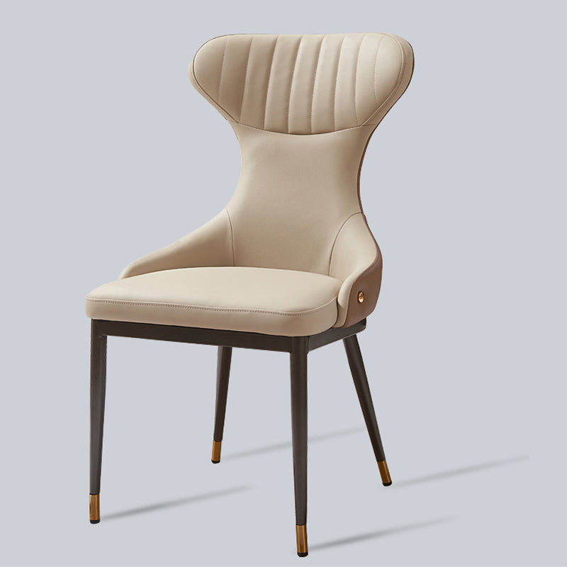 リビングルーム用のモダンなシンプルなサイドチェアフェイクレザーアームレスダイニングチェア