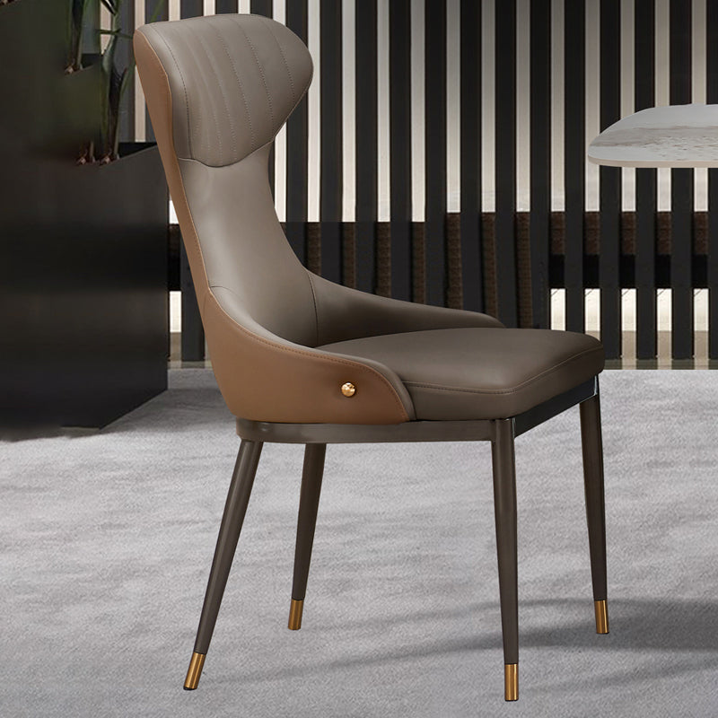 リビングルーム用のモダンなシンプルなサイドチェアフェイクレザーアームレスダイニングチェア