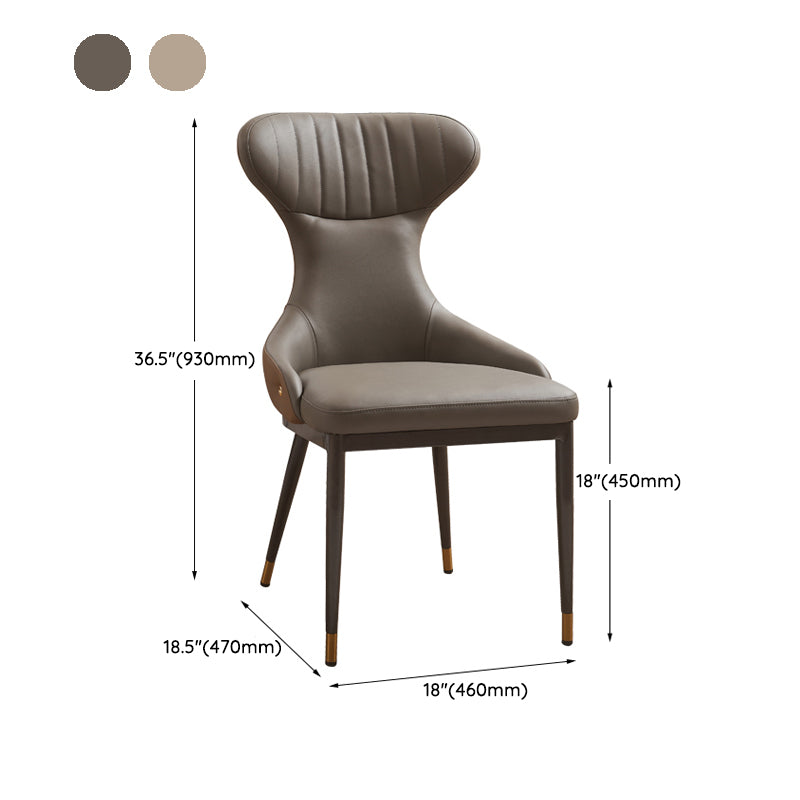 リビングルーム用のモダンなシンプルなサイドチェアフェイクレザーアームレスダイニングチェア