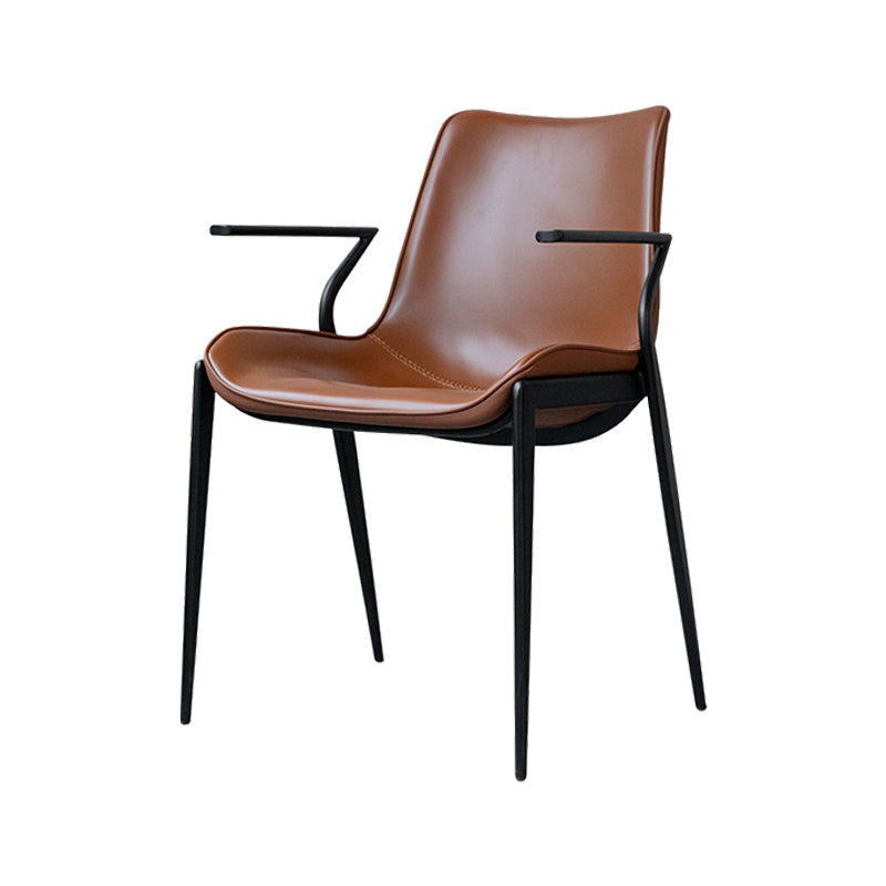 Silla de brazo de estilo industrial sillón de comedor de cuero por falso para sala de estar
