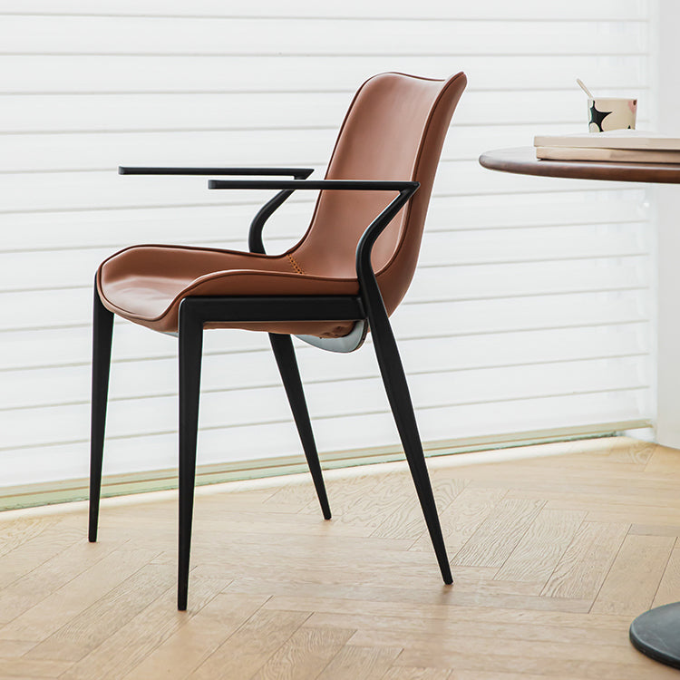 Silla de brazo de estilo industrial sillón de comedor de cuero por falso para sala de estar