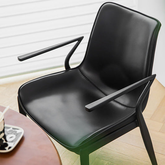 Industrial Style Arm Chair Faux Leather Dining Arm Chair for Living Room