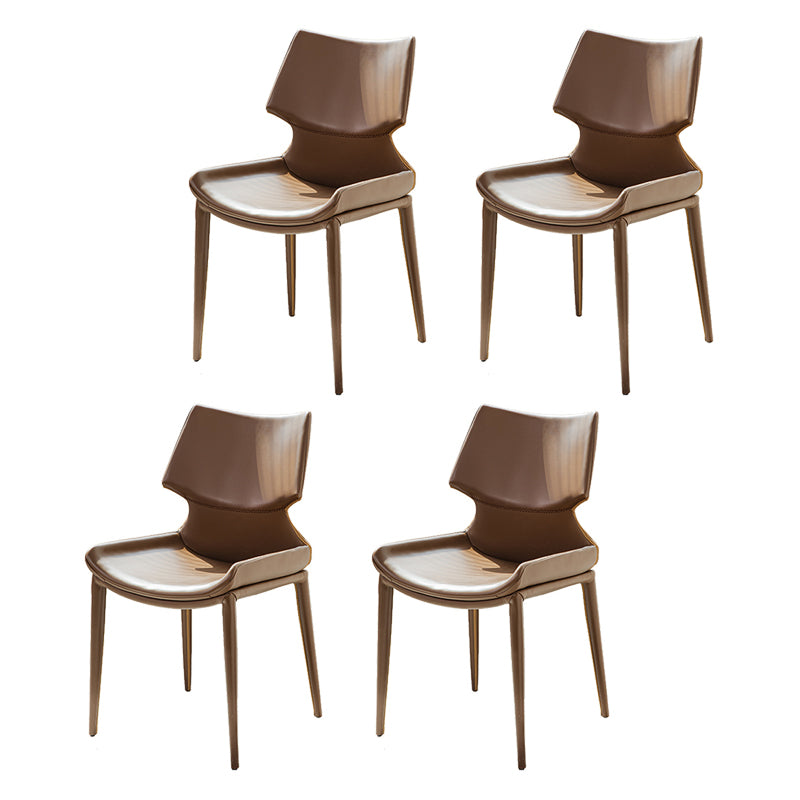 Modern Simple Side Chair Faux Leather Armless Dining Chair for Home Use