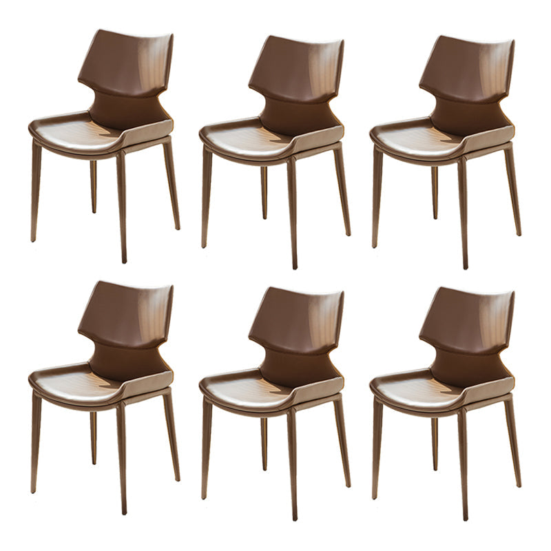 Modern Simple Side Chair Faux Leather Armless Dining Chair for Home Use