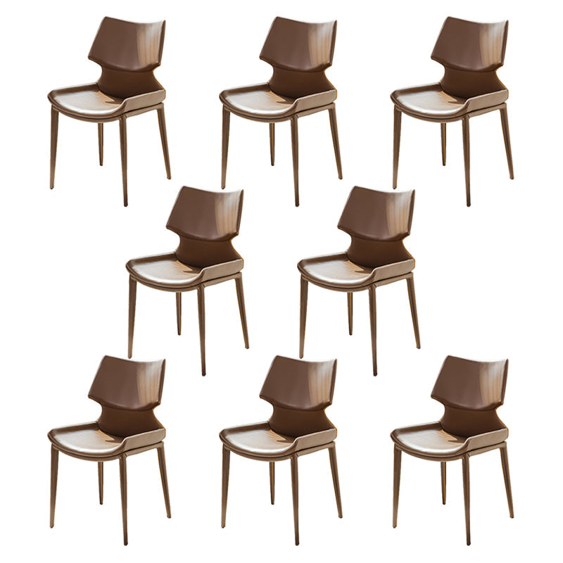 Modern Simple Side Chair Faux Leather Armless Dining Chair for Home Use