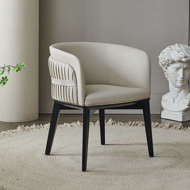 Modern Simple White Arm Chair Wooden Base Dining Arm Chair for Home Use