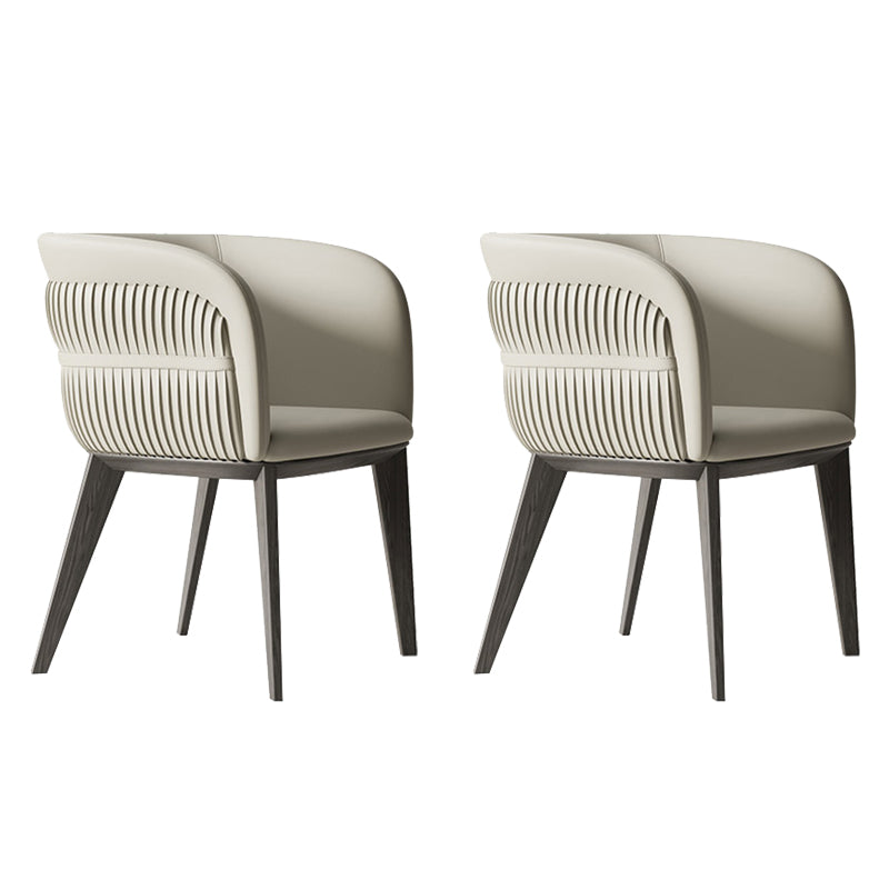 Modern Simple White Arm Chair Wooden Base Dining Arm Chair for Home Use