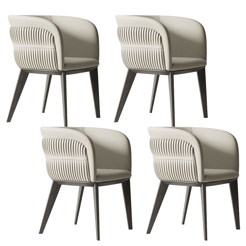 Modern Simple White Arm Chair Wooden Base Dining Arm Chair for Home Use