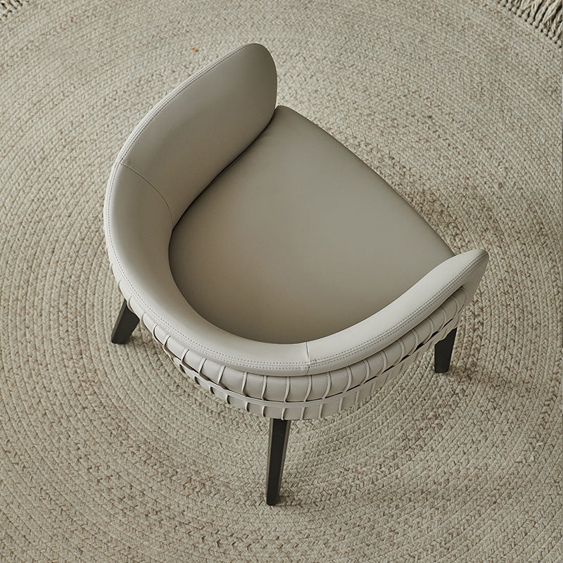 Modern Simple White Arm Chair Wooden Base Dining Arm Chair for Home Use