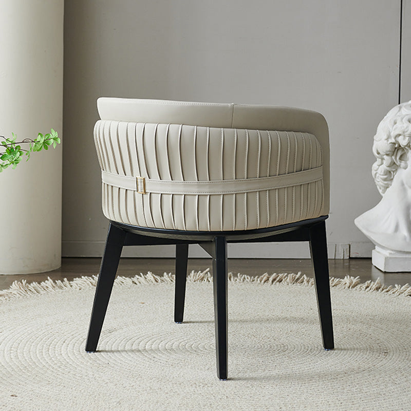 Modern Simple White Arm Chair Wooden Base Dining Arm Chair for Home Use