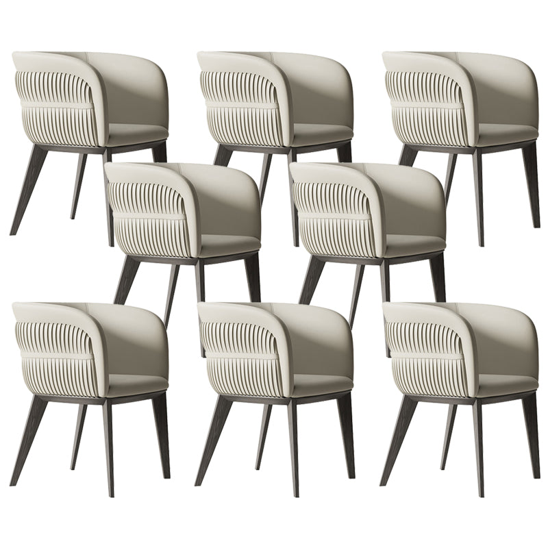 Modern Simple White Arm Chair Wooden Base Dining Arm Chair for Home Use