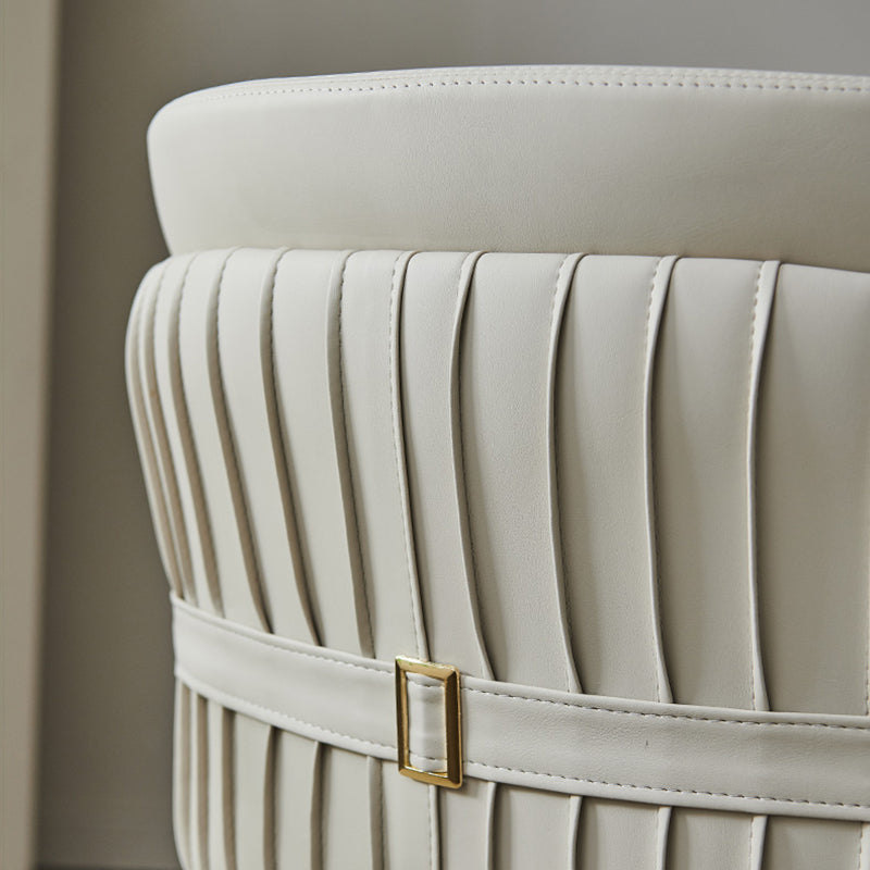 Modern Simple White Arm Chair Wooden Base Dining Arm Chair for Home Use