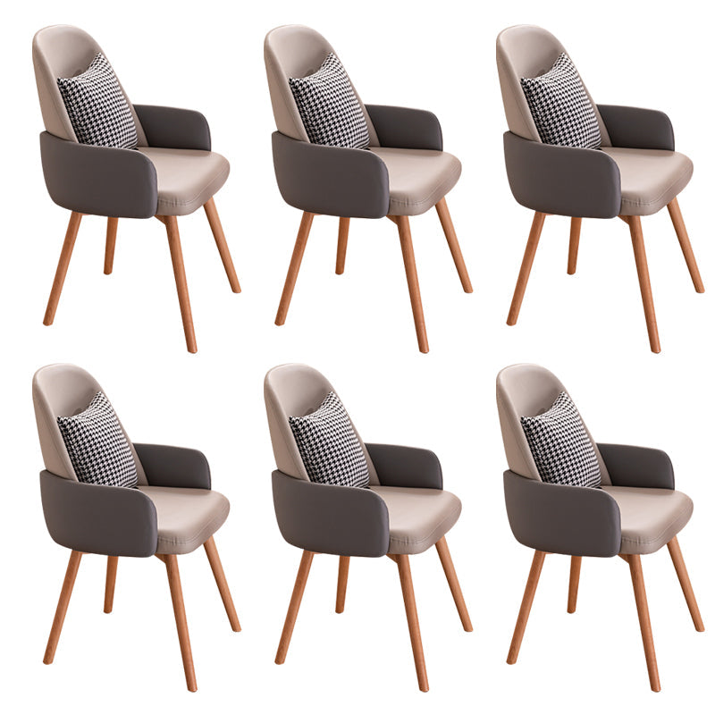 木製の脚のあるモダンなスタイルのアームチェア布張りダイニングチェア