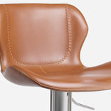 Faux Leather Barstool Adjustable Height Swivel Barstool with Footrest