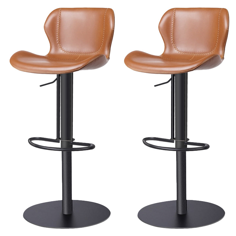 Faux Leather Barstool Adjustable Height Swivel Barstool with Footrest