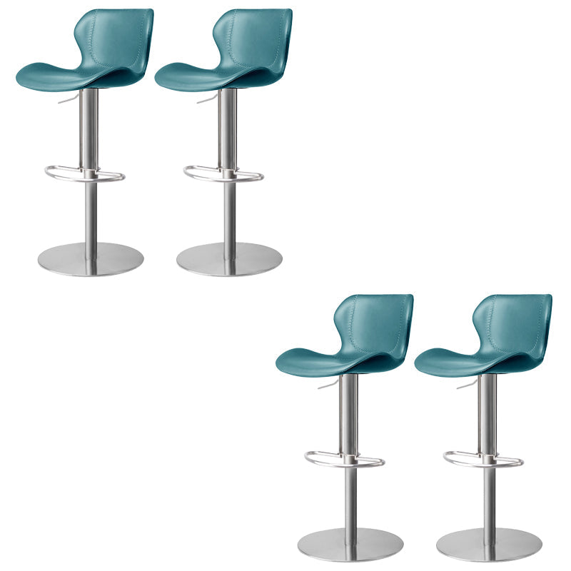 Faux Leather Barstool Adjustable Height Swivel Barstool with Footrest