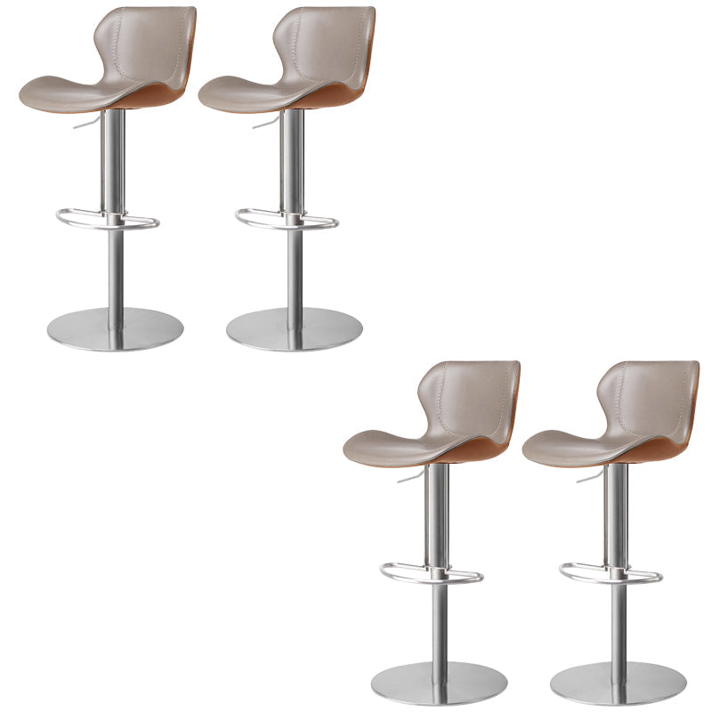 Faux Leather Barstool Adjustable Height Swivel Barstool with Footrest