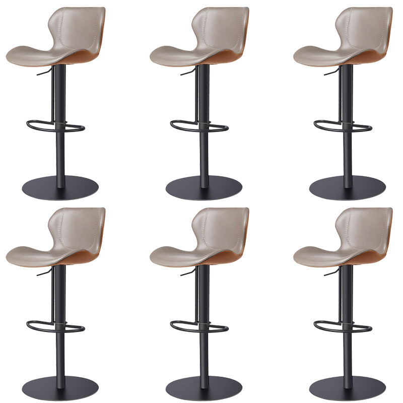 Faux Leather Barstool Adjustable Height Swivel Barstool with Footrest