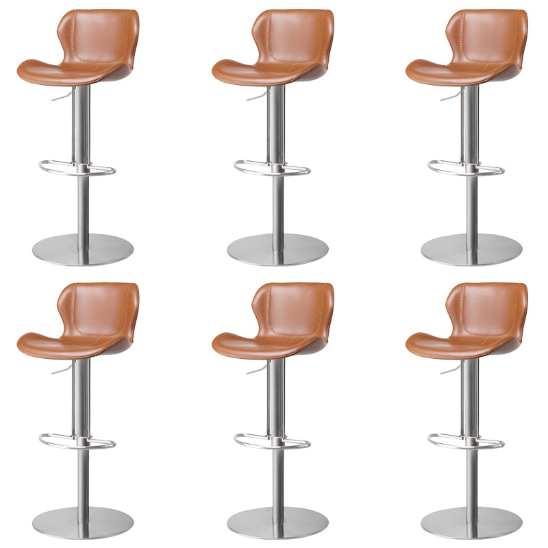 Faux Leather Barstool Adjustable Height Swivel Barstool with Footrest