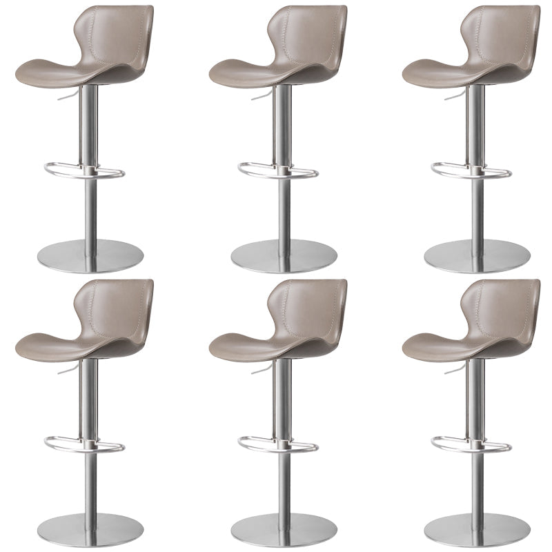 Faux Leather Barstool Adjustable Height Swivel Barstool with Footrest