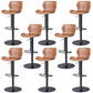 Faux Leather Barstool Adjustable Height Swivel Barstool with Footrest