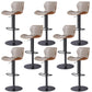 Faux Leather Barstool Adjustable Height Swivel Barstool with Footrest
