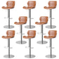 Faux Leather Barstool Adjustable Height Swivel Barstool with Footrest