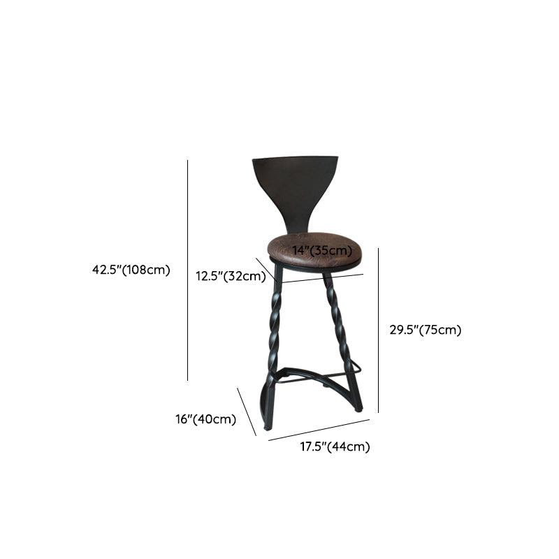Industriemetall -Esshocker Armless Barhocker mit Fußstütze
