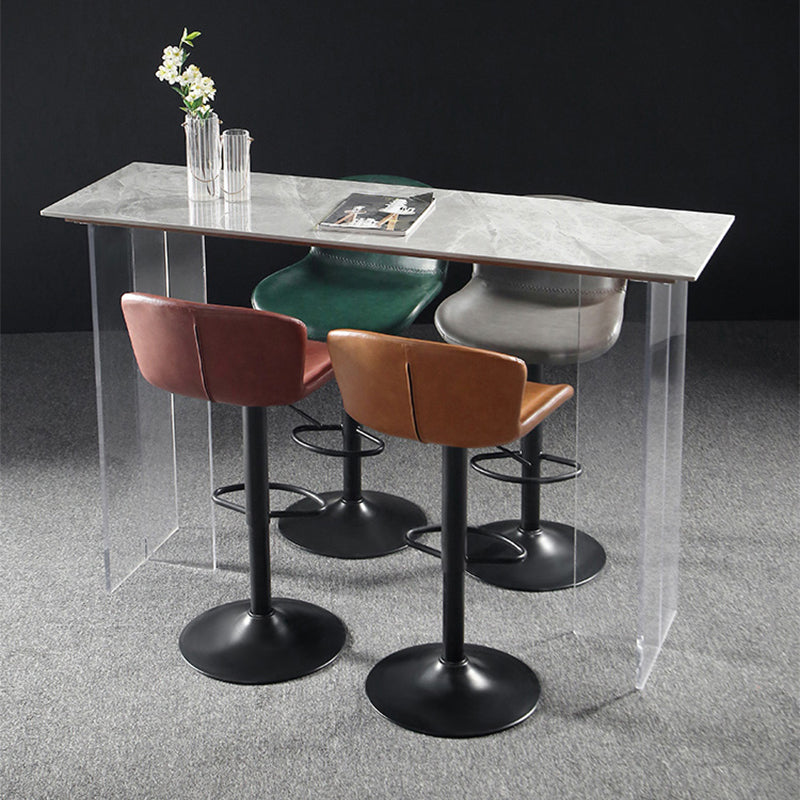 Faux Leather Barstools Adjustable Height Swivel Barstool with Footrest Clearhalo 'Bar Furniture' 'Bar Stools' 'bar_stools' 'furn' 'furn_bar_stools' 'Furniture' 'Kitchen & Dining Furniture' 7015370