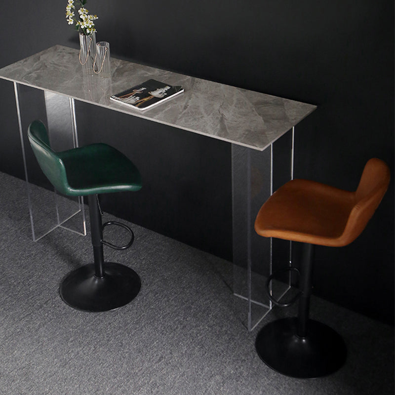 Faux Leather Barstools Adjustable Height Swivel Barstool with Footrest Clearhalo 'Bar Furniture' 'Bar Stools' 'bar_stools' 'furn' 'furn_bar_stools' 'Furniture' 'Kitchen & Dining Furniture' 7015372