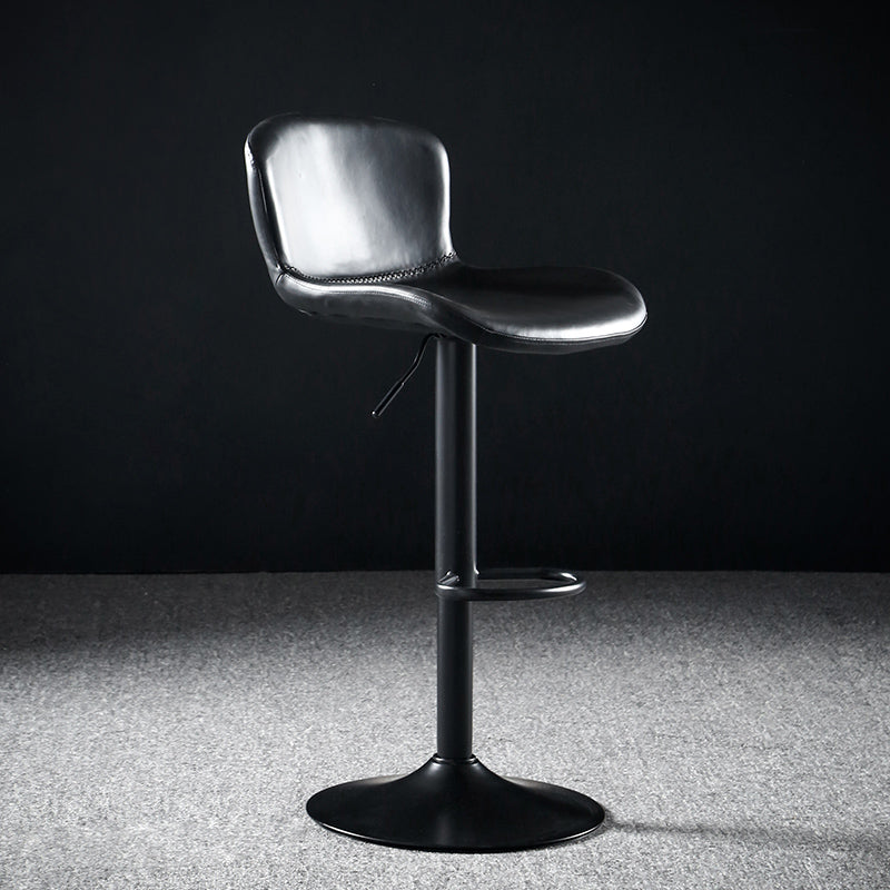 Faux Leather Barstools Adjustable Height Swivel Barstool with Footrest Black 1 Piece Clearhalo 'Bar Furniture' 'Bar Stools' 'bar_stools' 'furn' 'furn_bar_stools' 'Furniture' 'Kitchen & Dining Furniture' 7015373