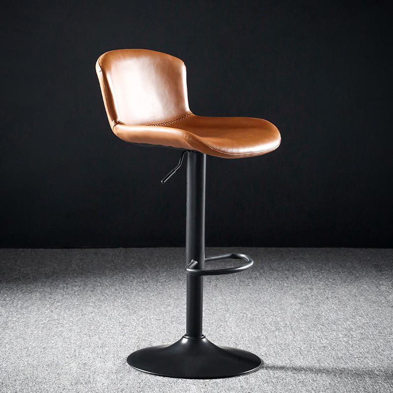 Faux Leather Barstools Adjustable Height Swivel Barstool with Footrest Brown 1 Piece Clearhalo 'Bar Furniture' 'Bar Stools' 'bar_stools' 'furn' 'furn_bar_stools' 'Furniture' 'Kitchen & Dining Furniture' 7015374