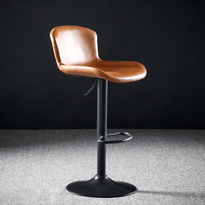 Faux Leather Barstools Adjustable Height Swivel Barstool with Footrest Brown 1 Piece Clearhalo 'Bar Furniture' 'Bar Stools' 'bar_stools' 'furn' 'furn_bar_stools' 'Furniture' 'Kitchen & Dining Furniture' 7015374