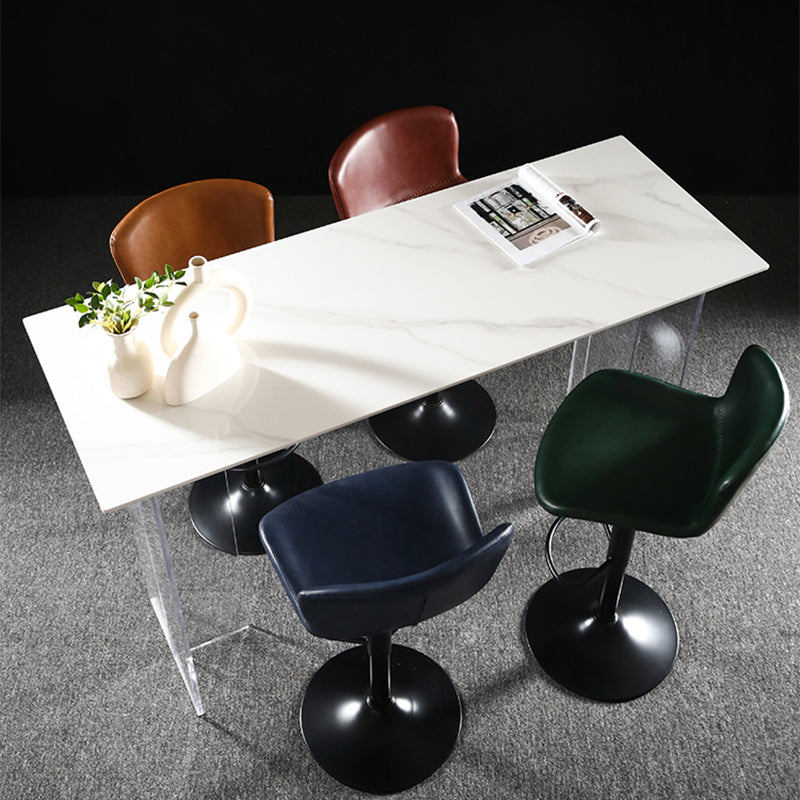 Faux Leather Barstools Adjustable Height Swivel Barstool with Footrest Clearhalo 'Bar Furniture' 'Bar Stools' 'bar_stools' 'furn' 'furn_bar_stools' 'Furniture' 'Kitchen & Dining Furniture' 7015375