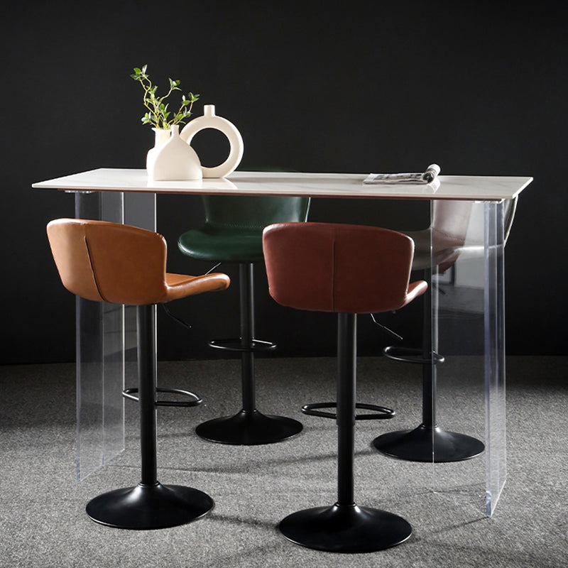 Faux Leather Barstools Adjustable Height Swivel Barstool with Footrest Clearhalo 'Bar Furniture' 'Bar Stools' 'bar_stools' 'furn' 'furn_bar_stools' 'Furniture' 'Kitchen & Dining Furniture' 7015377