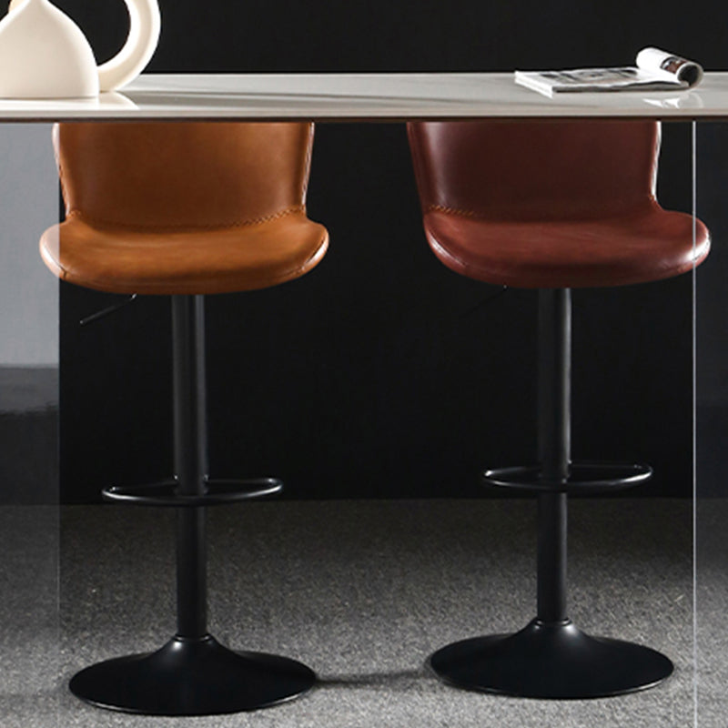 Faux Leather Barstools Adjustable Height Swivel Barstool with Footrest Clearhalo 'Bar Furniture' 'Bar Stools' 'bar_stools' 'furn' 'furn_bar_stools' 'Furniture' 'Kitchen & Dining Furniture' 7015383