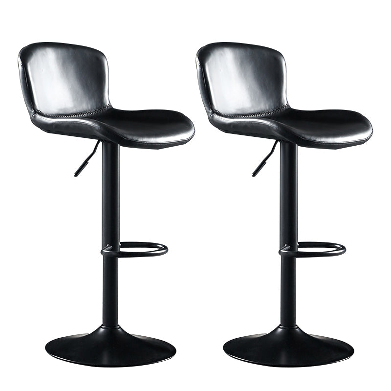 Faux Leather Barstools Adjustable Height Swivel Barstool with Footrest Black 2 Piece Set Clearhalo 'Bar Furniture' 'Bar Stools' 'bar_stools' 'furn' 'furn_bar_stools' 'Furniture' 'Kitchen & Dining Furniture' 7015384