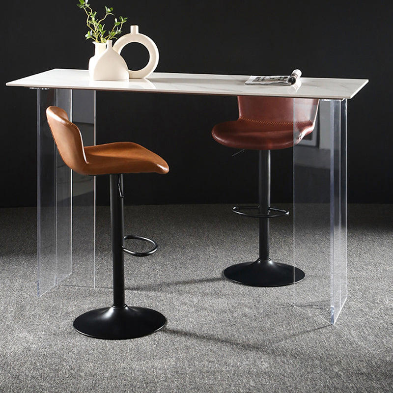 Faux Leather Barstools Adjustable Height Swivel Barstool with Footrest Clearhalo 'Bar Furniture' 'Bar Stools' 'bar_stools' 'furn' 'furn_bar_stools' 'Furniture' 'Kitchen & Dining Furniture' 7015385