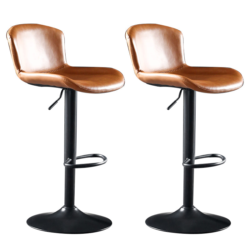 Faux Leather Barstools Adjustable Height Swivel Barstool with Footrest Brown 2 Piece Set Clearhalo 'Bar Furniture' 'Bar Stools' 'bar_stools' 'furn' 'furn_bar_stools' 'Furniture' 'Kitchen & Dining Furniture' 7015387