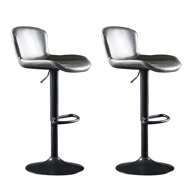 Faux Leather Barstools Adjustable Height Swivel Barstool with Footrest Gray 2 Piece Set Clearhalo 'Bar Furniture' 'Bar Stools' 'bar_stools' 'furn' 'furn_bar_stools' 'Furniture' 'Kitchen & Dining Furniture' 7015390