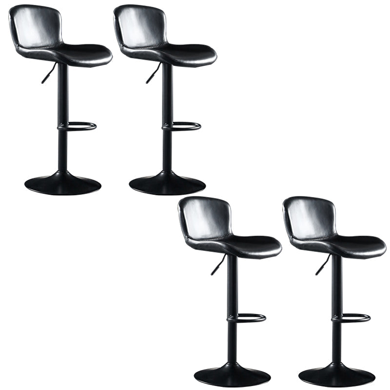 Faux Leather Barstools Adjustable Height Swivel Barstool with Footrest Black 4 Piece Set Clearhalo 'Bar Furniture' 'Bar Stools' 'bar_stools' 'furn' 'furn_bar_stools' 'Furniture' 'Kitchen & Dining Furniture' 7015393