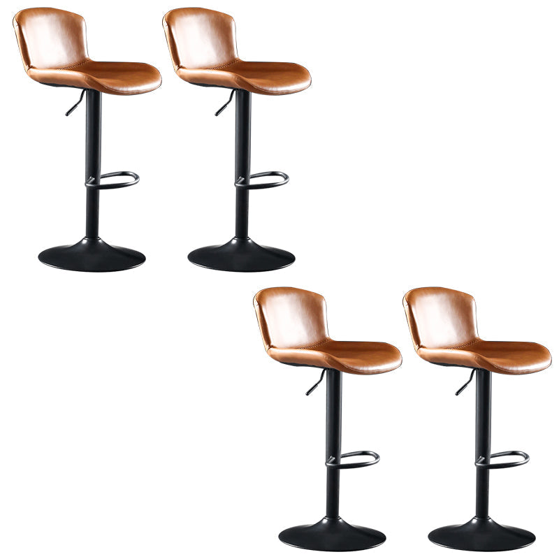 Faux Leather Barstools Adjustable Height Swivel Barstool with Footrest Brown 4 Piece Set Clearhalo 'Bar Furniture' 'Bar Stools' 'bar_stools' 'furn' 'furn_bar_stools' 'Furniture' 'Kitchen & Dining Furniture' 7015394
