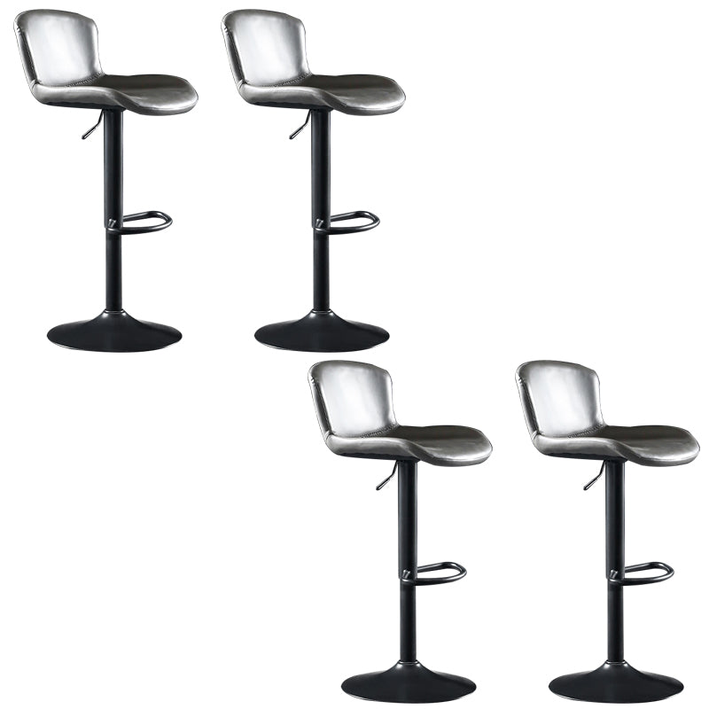 Faux Leather Barstools Adjustable Height Swivel Barstool with Footrest Gray 4 Piece Set Clearhalo 'Bar Furniture' 'Bar Stools' 'bar_stools' 'furn' 'furn_bar_stools' 'Furniture' 'Kitchen & Dining Furniture' 7015396