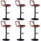 Faux Leather Barstools Adjustable Height Swivel Barstool with Footrest Red 6 Piece Set Clearhalo 'Bar Furniture' 'Bar Stools' 'bar_stools' 'furn' 'furn_bar_stools' 'Furniture' 'Kitchen & Dining Furniture' 7015398