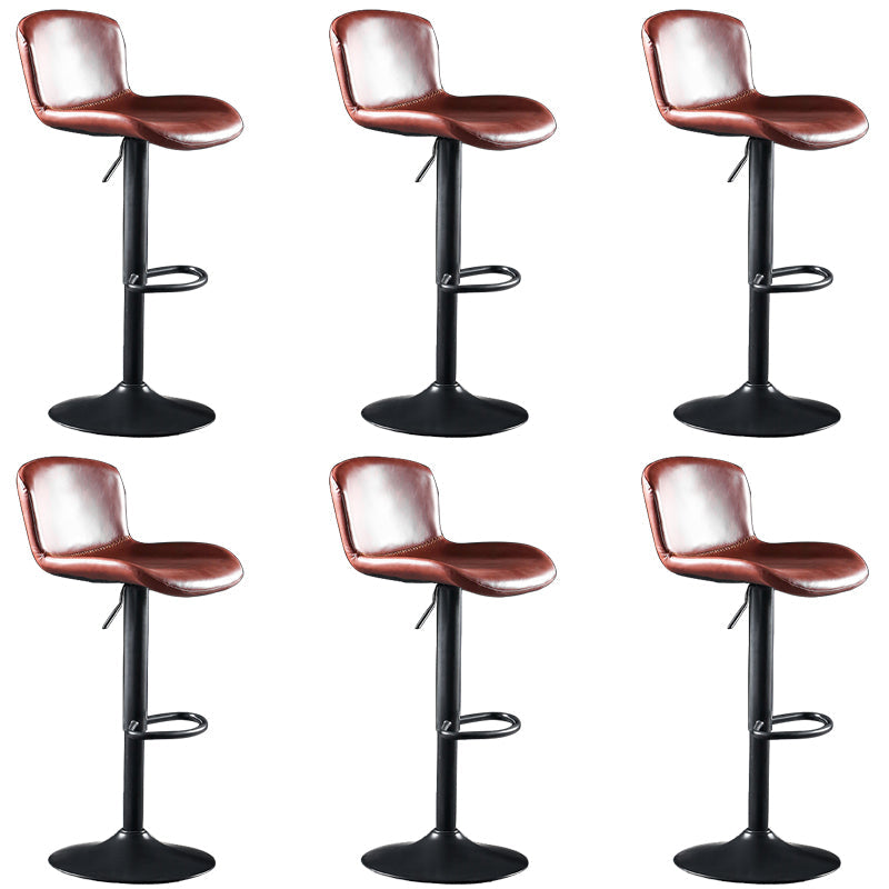 Faux Leather Barstools Adjustable Height Swivel Barstool with Footrest Red 6 Piece Set Clearhalo 'Bar Furniture' 'Bar Stools' 'bar_stools' 'furn' 'furn_bar_stools' 'Furniture' 'Kitchen & Dining Furniture' 7015398