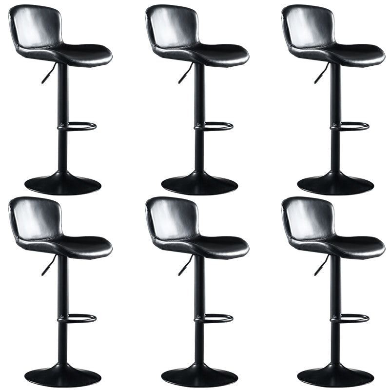 Faux Leather Barstools Adjustable Height Swivel Barstool with Footrest Black 6 Piece Set Clearhalo 'Bar Furniture' 'Bar Stools' 'bar_stools' 'furn' 'furn_bar_stools' 'Furniture' 'Kitchen & Dining Furniture' 7015399
