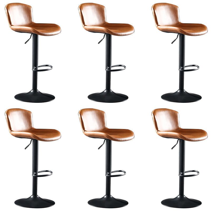 Faux Leather Barstools Adjustable Height Swivel Barstool with Footrest Brown 6 Piece Set Clearhalo 'Bar Furniture' 'Bar Stools' 'bar_stools' 'furn' 'furn_bar_stools' 'Furniture' 'Kitchen & Dining Furniture' 7015400